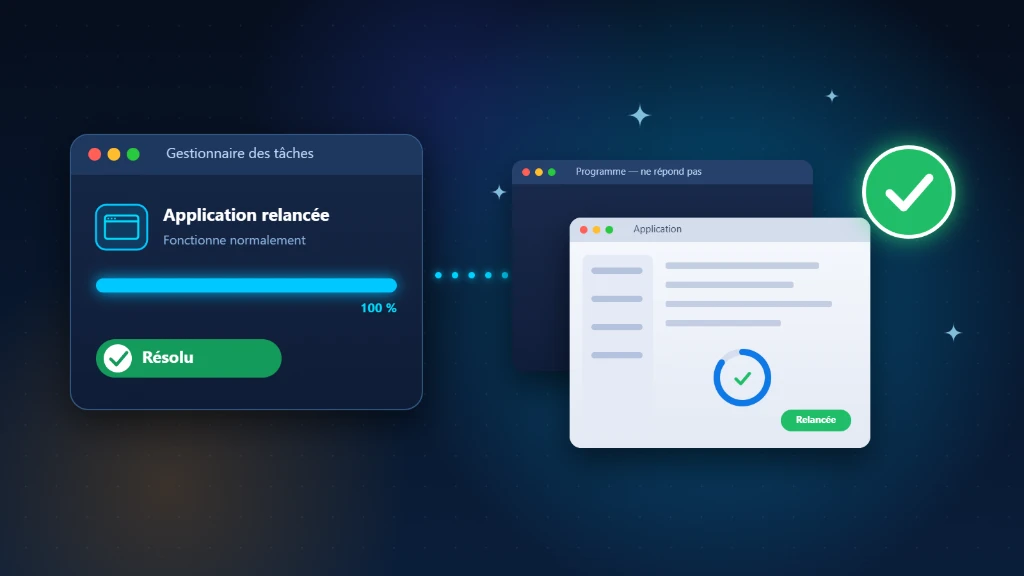Application qui ne répond plus : programme figé fermé puis relancé normalement