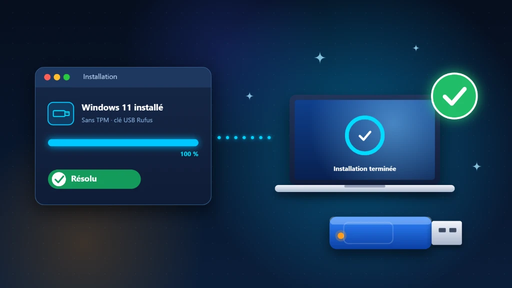 Installer Windows 11 sur un PC non compatible sans TPM avec une clé USB Rufus