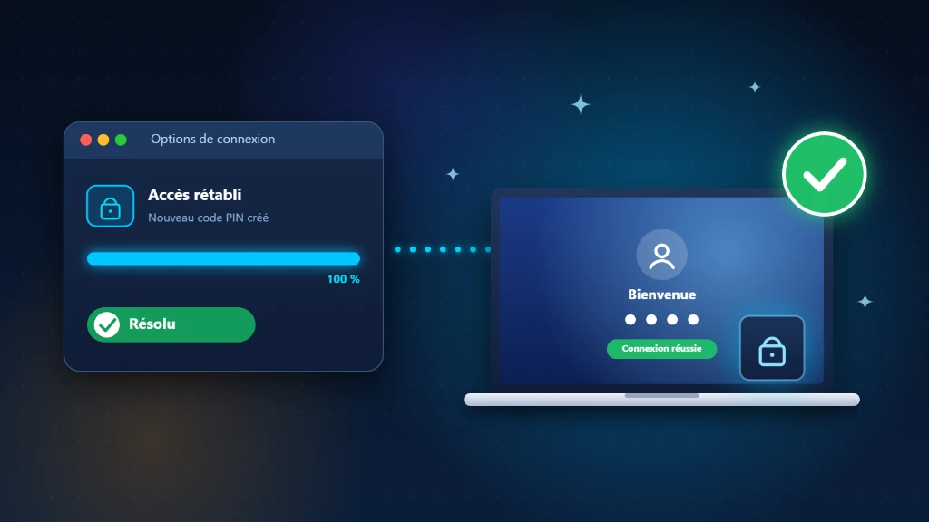 PIN bloqué sur Windows : écran de connexion déverrouillé avec un nouveau code PIN