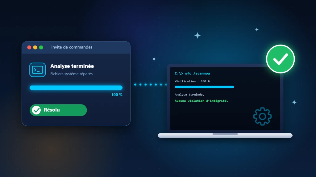 Réparer les fichiers système de Windows : analyse SFC terminée sans erreur