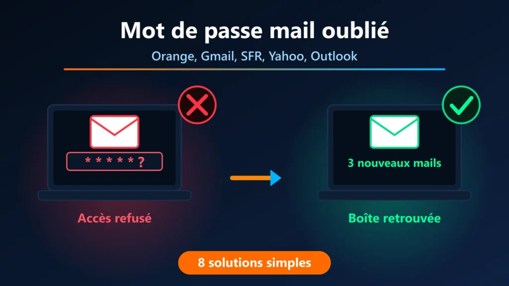 Mot de passe mail oublié : 8 solutions pour Orange, Gmail, SFR, Yahoo et Outlook